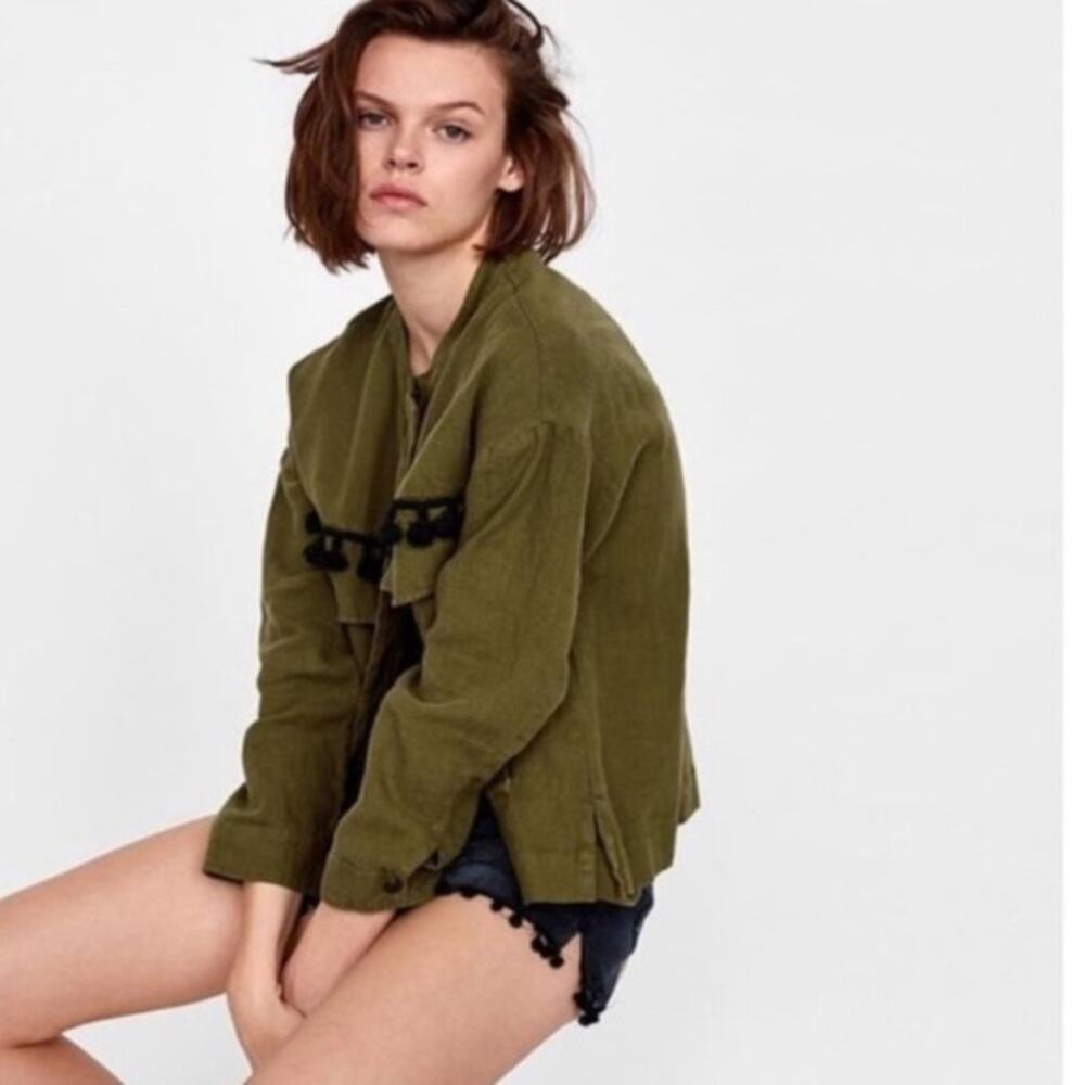 NWT Zara utility army green tassel utility jacket sz Small - Picture 2 of 8